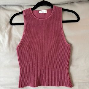 Aritzia Babaton Pink Ribbed Tank Top